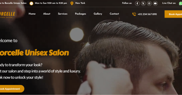 Borcelle Salon – OnePage Unisex Salon Website